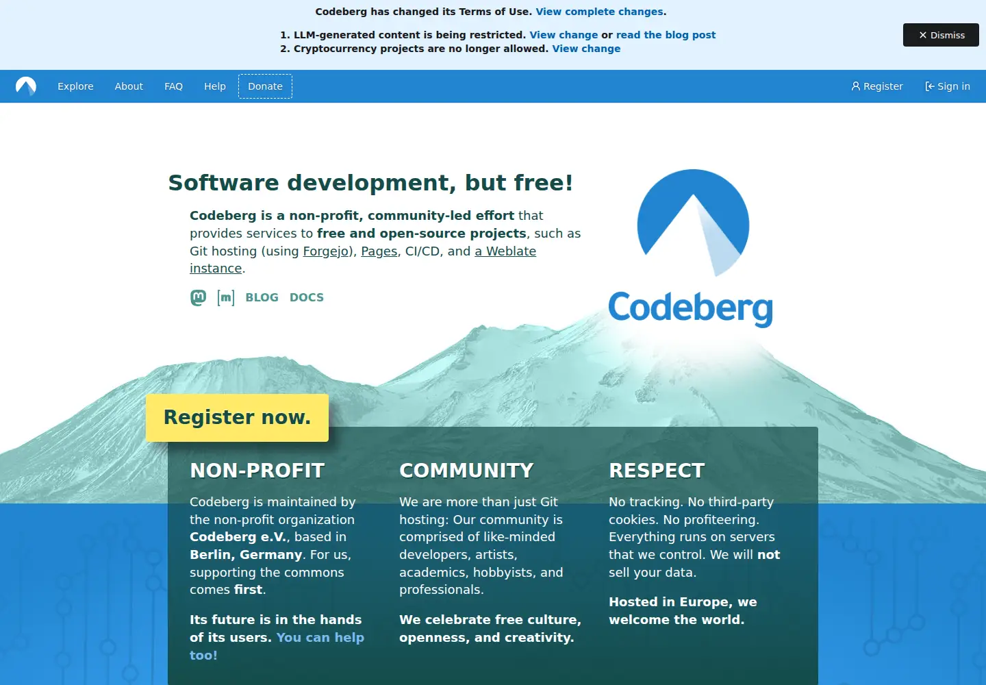 Screenshot of codeberg.org
