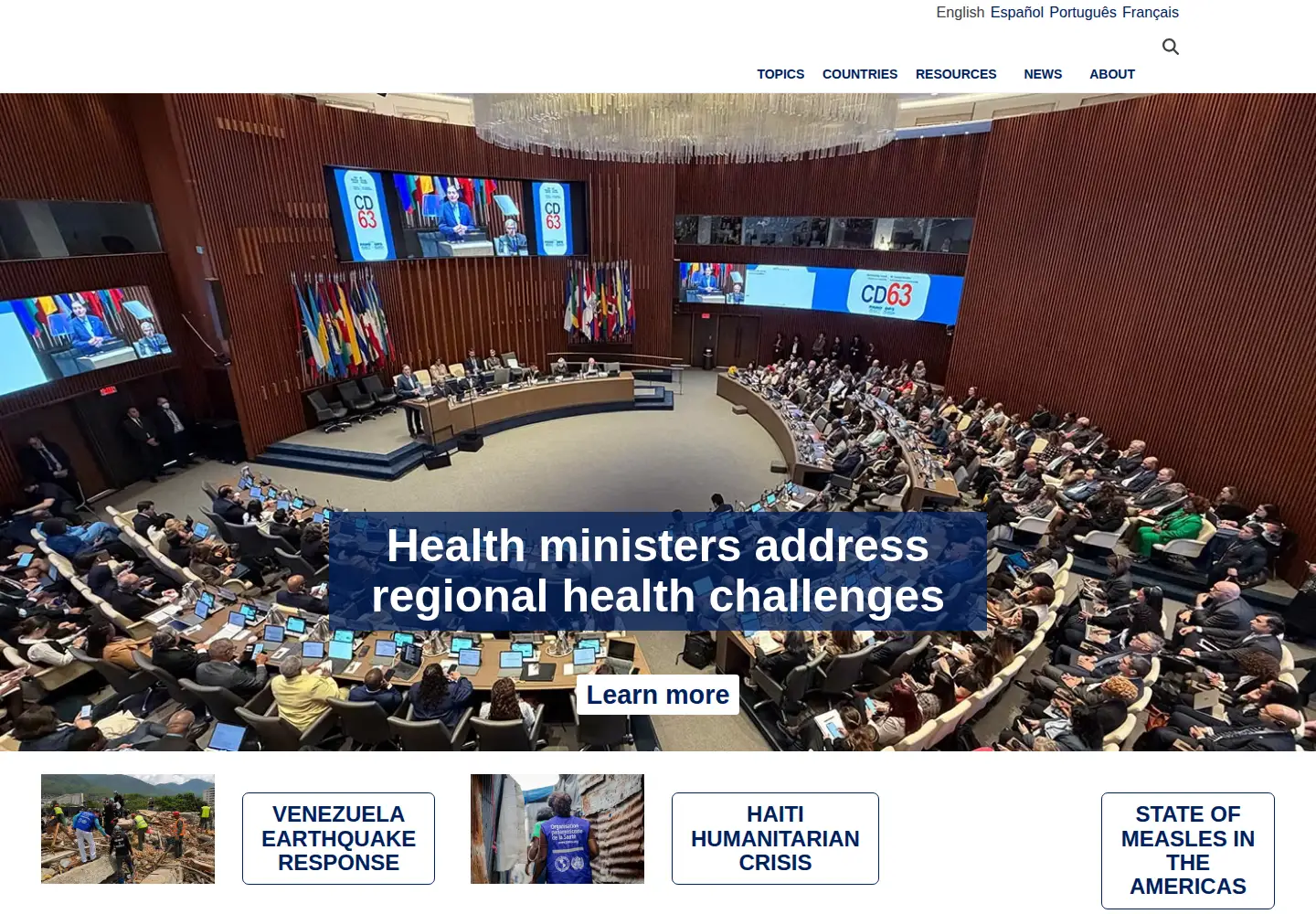 Screenshot of paho.org
