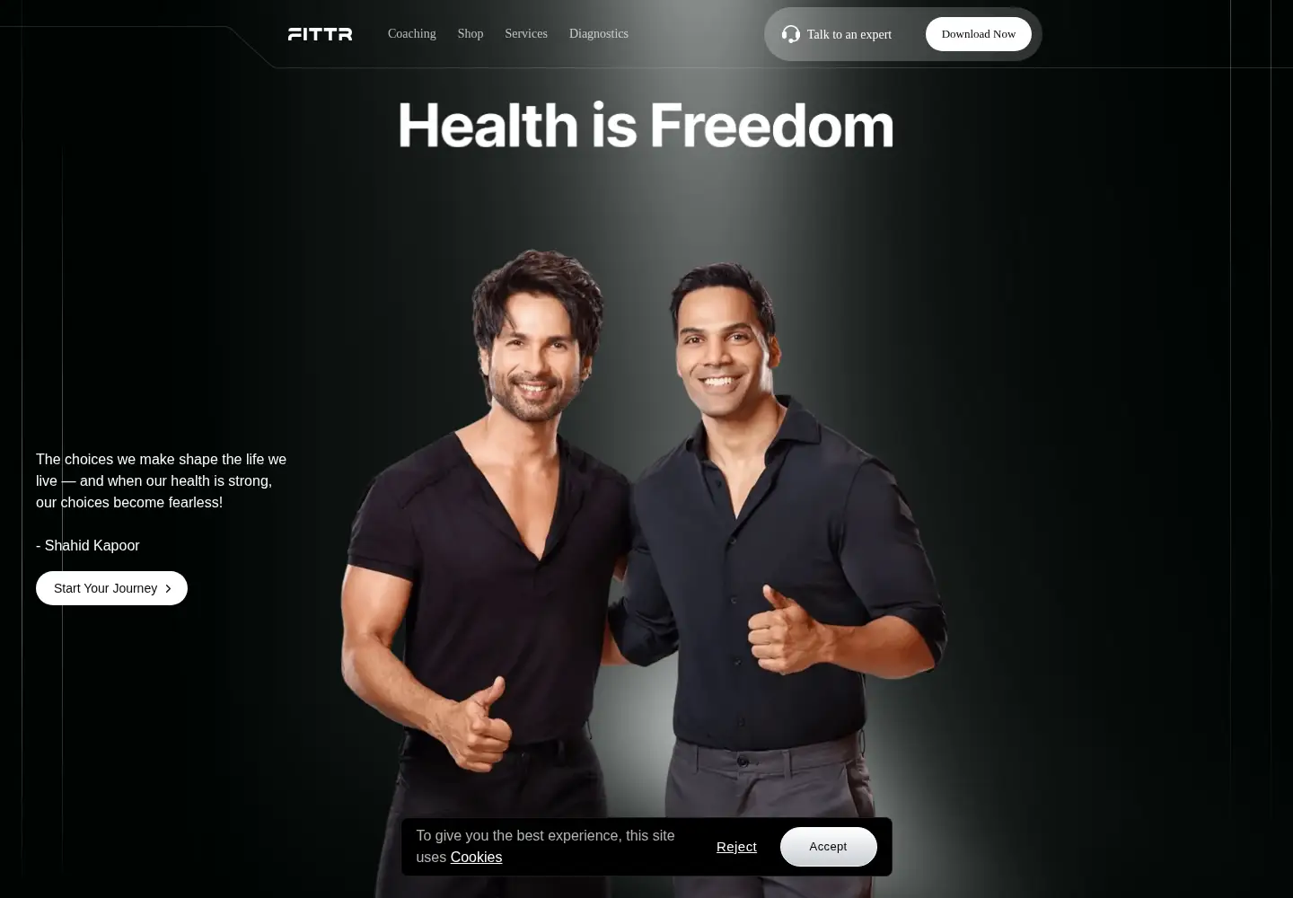 Screenshot of fittr.com