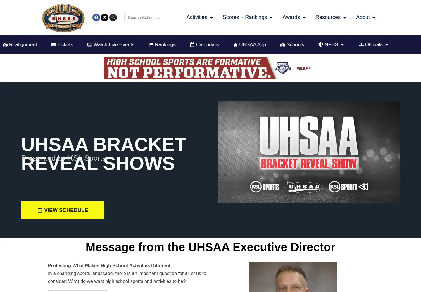 Screenshot of uhsaa.org