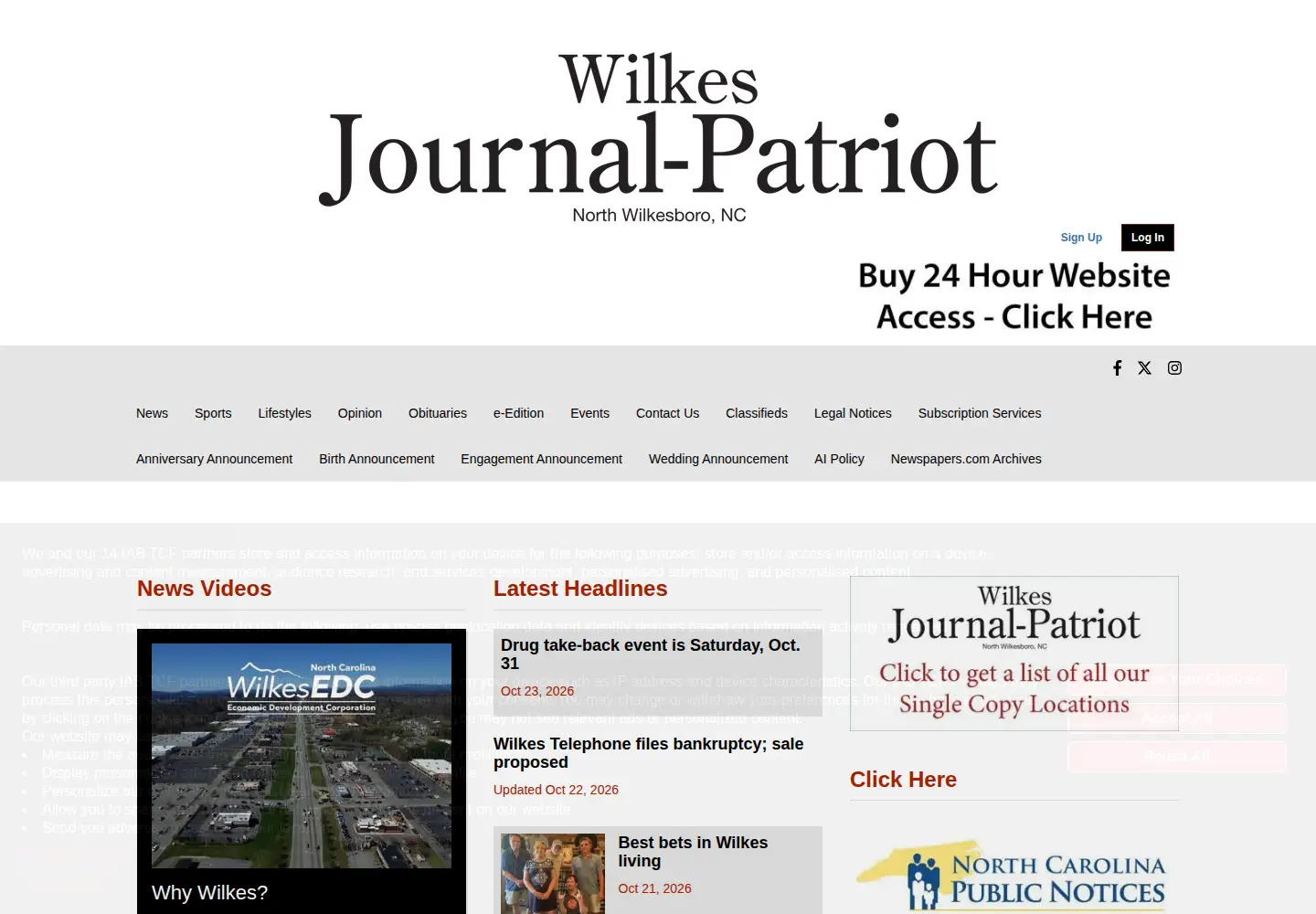 Captured homepage of journalpatriot.com in the current scan