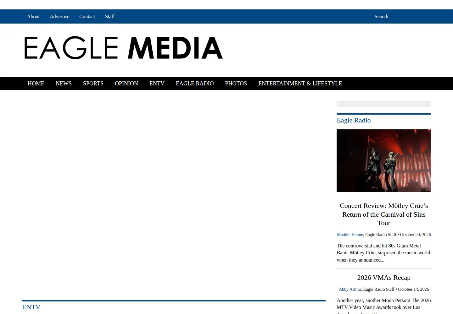 Captured homepage of eaglenews.org in the current scan
