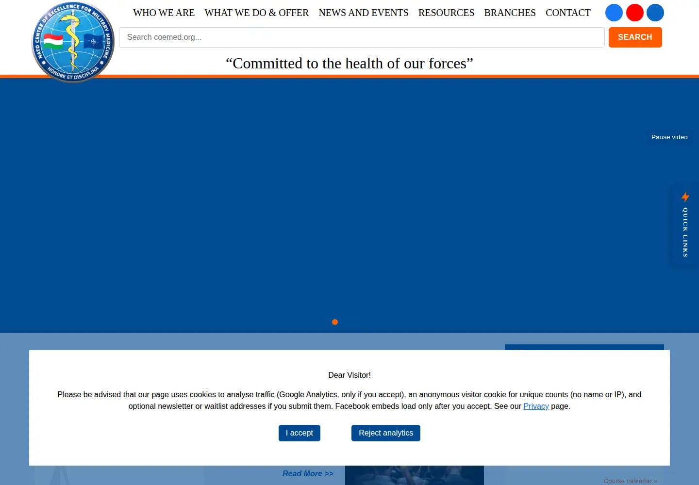 Captured homepage of coemed.org in the current scan
