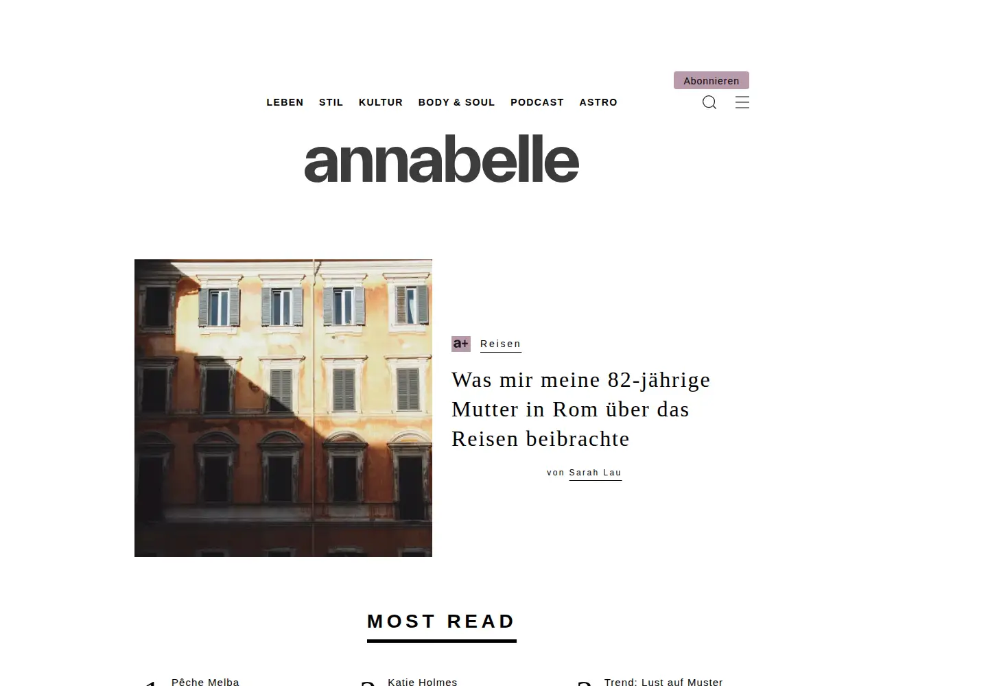 Captured homepage of annabelle.ch in the current scan