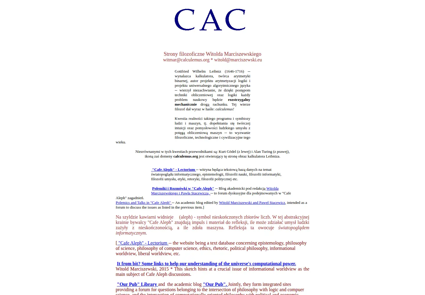 Captured homepage of calculemus.org in the current scan