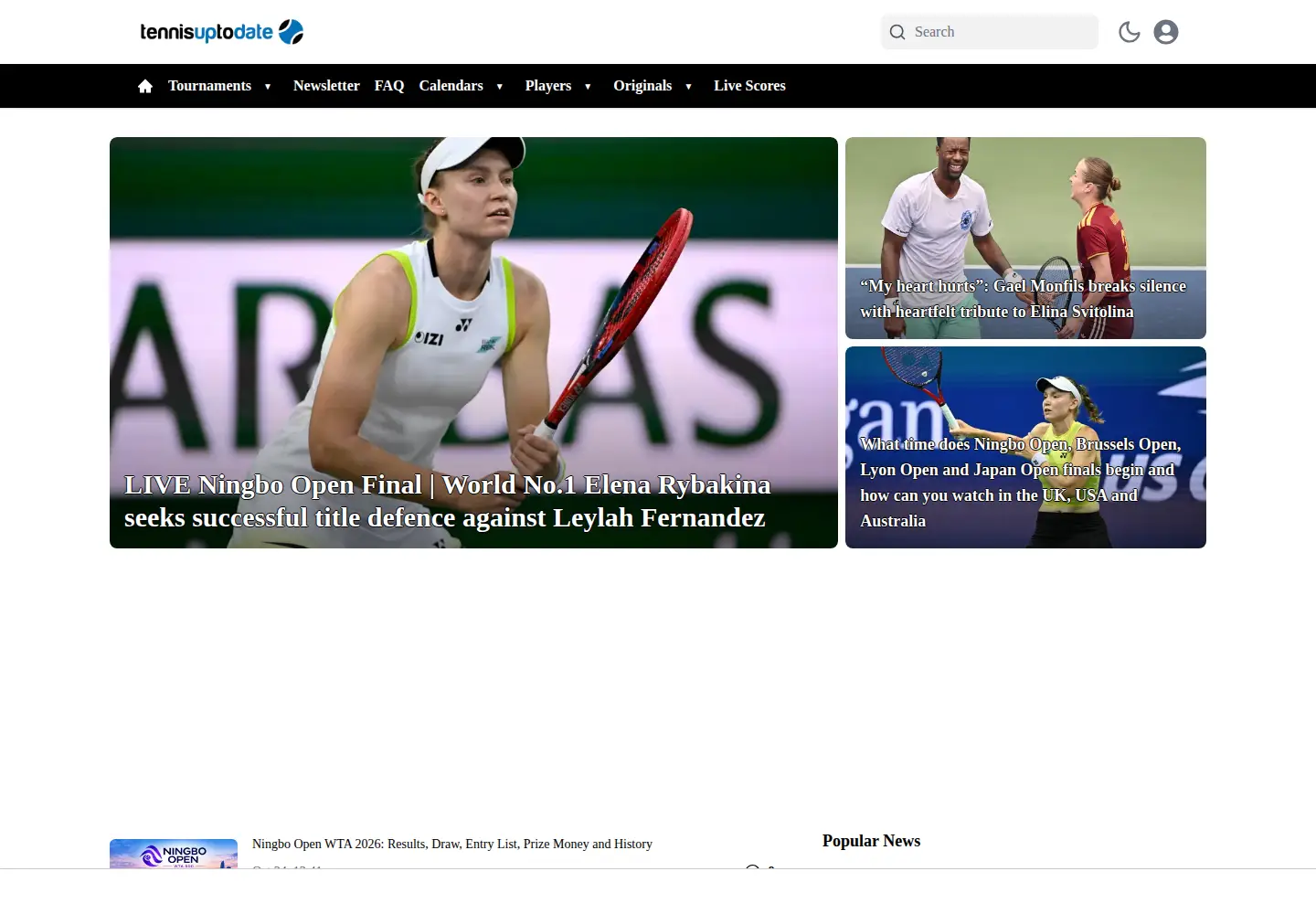 Captured homepage of tennisuptodate.com in the current scan