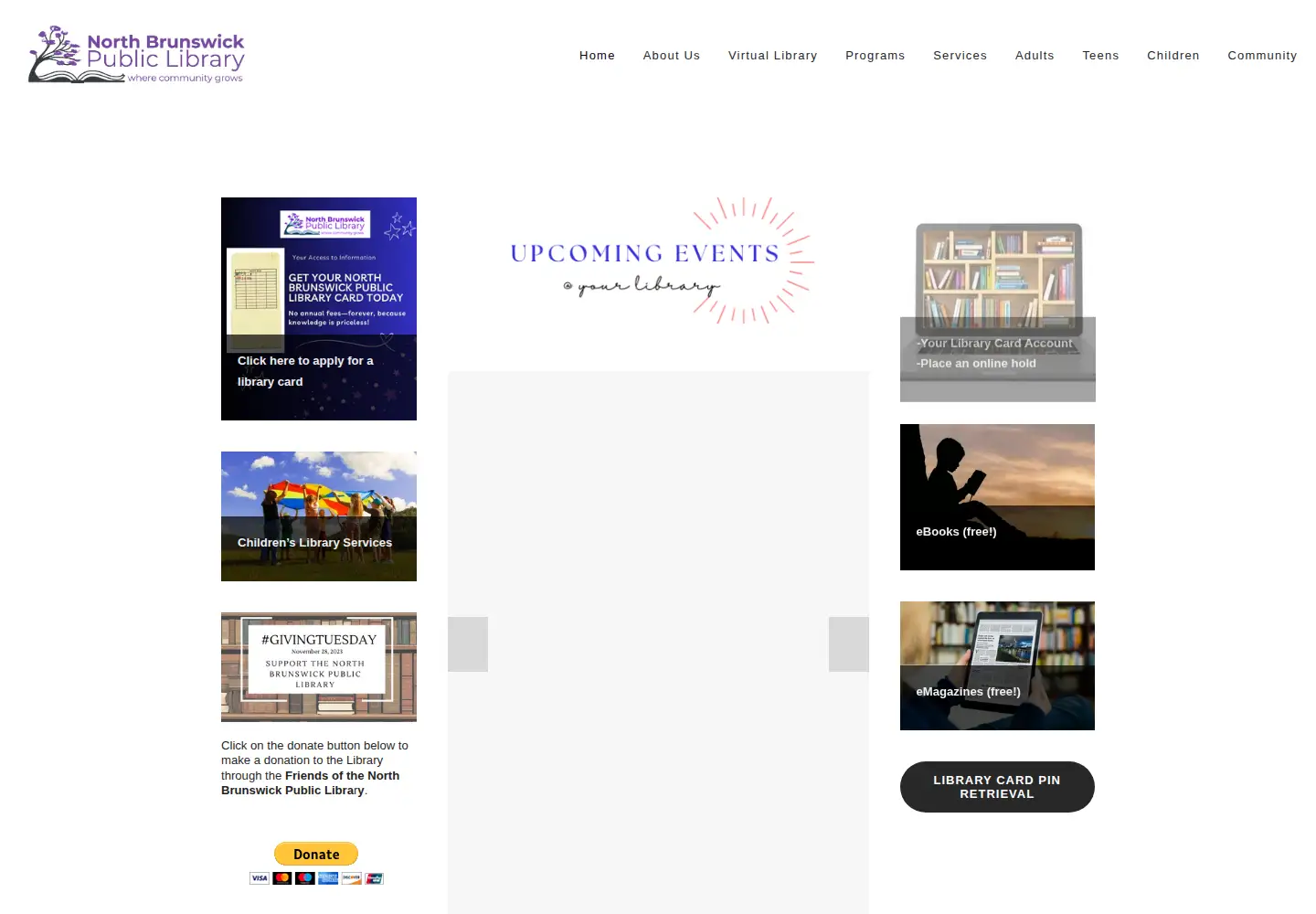 Screenshot of northbrunswicklibrary.org