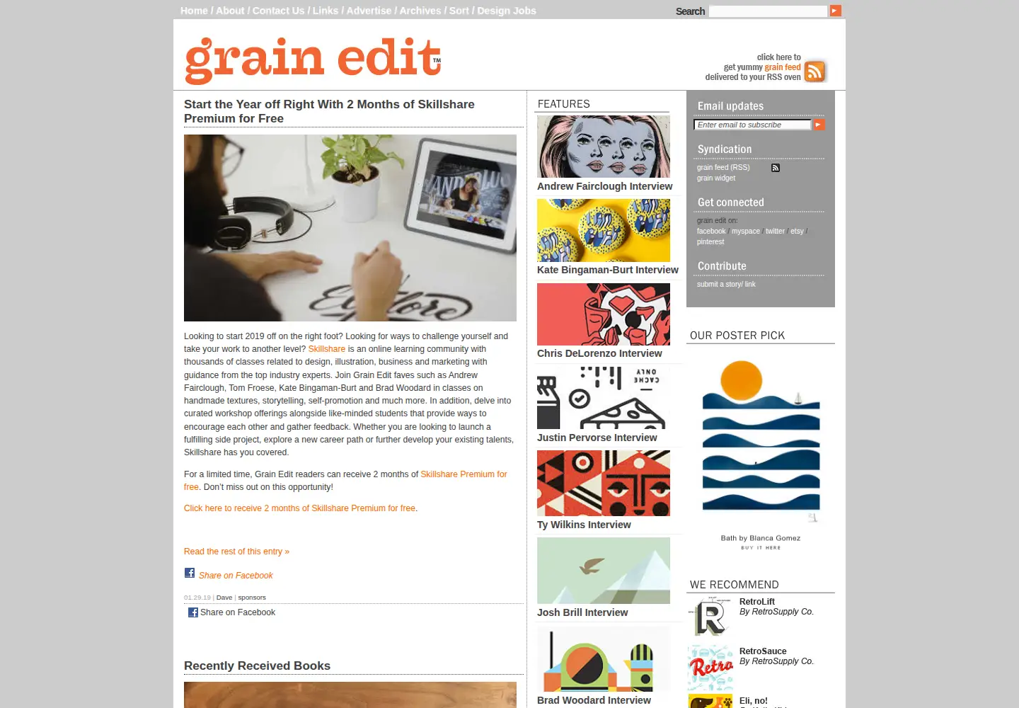 Captured homepage of grainedit.com in the current scan