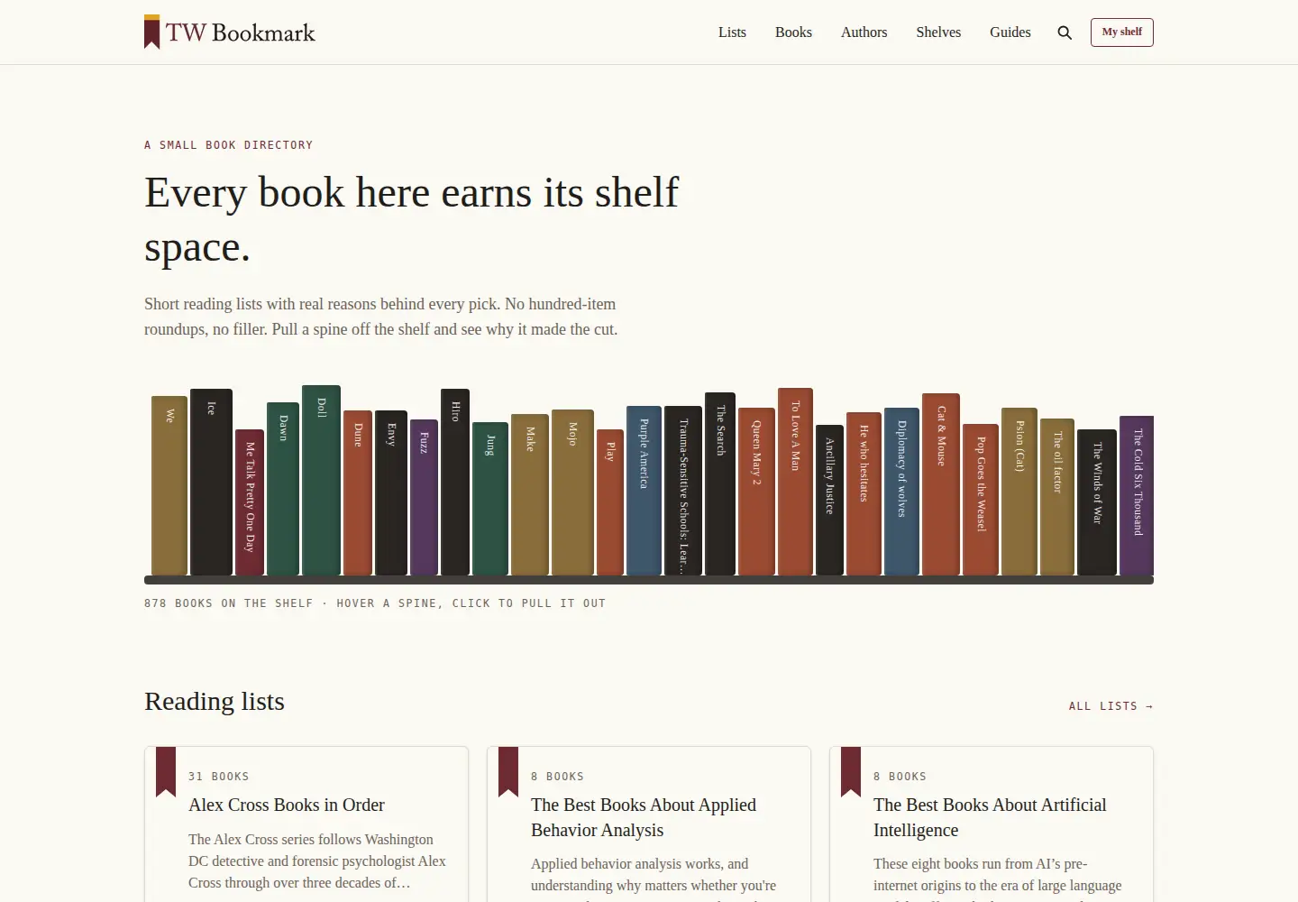 Screenshot of twbookmark.com