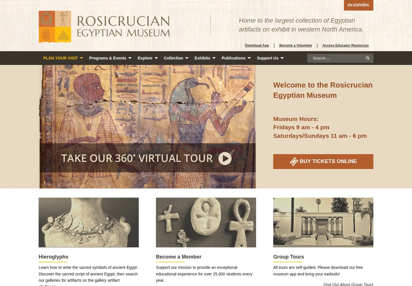 Screenshot of egyptianmuseum.org