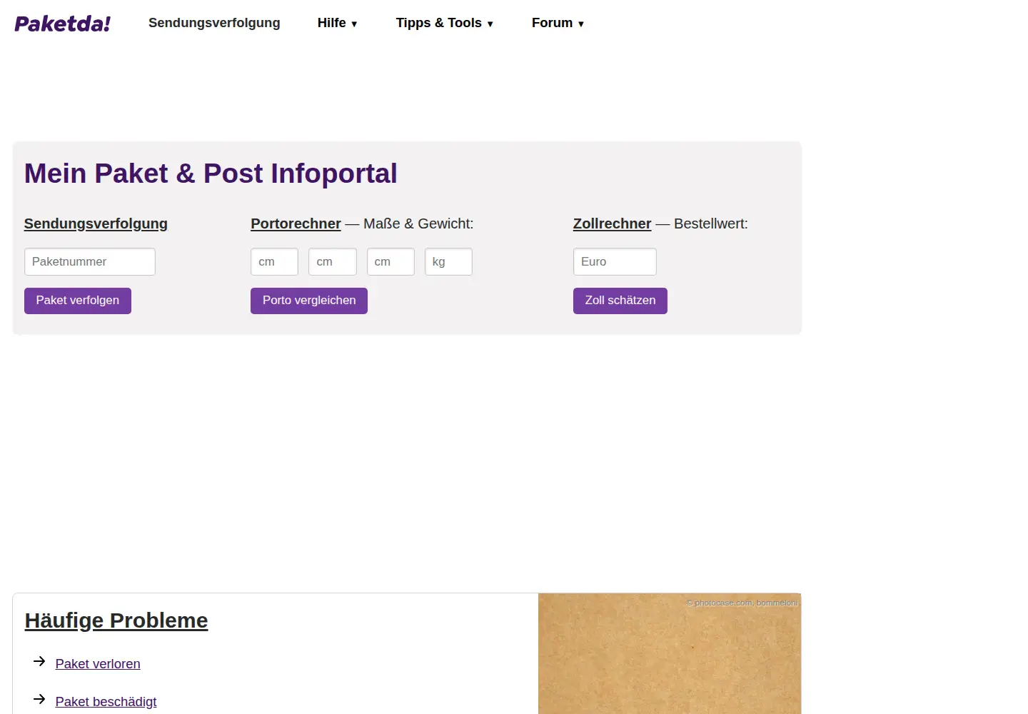 Screenshot of paketda.de