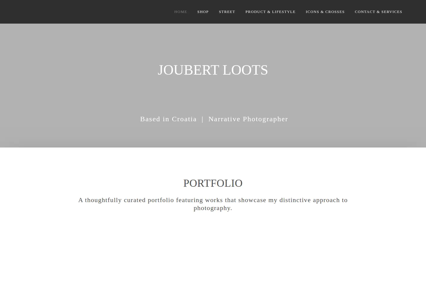 Captured homepage of joubertlootsphotography.com in the current scan
