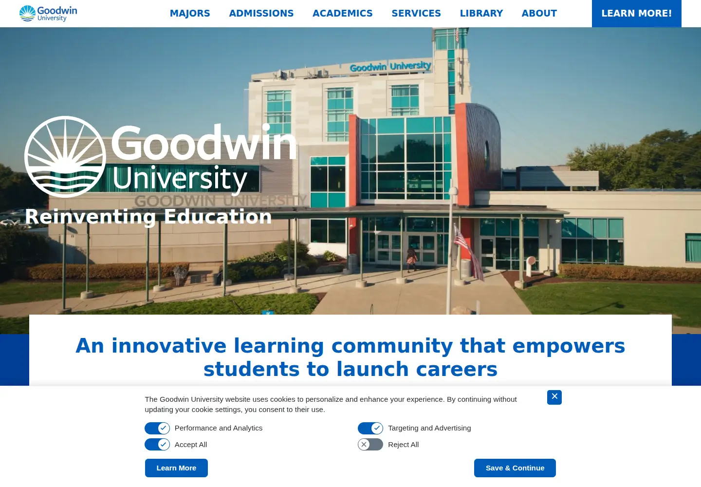 Screenshot of goodwin.edu