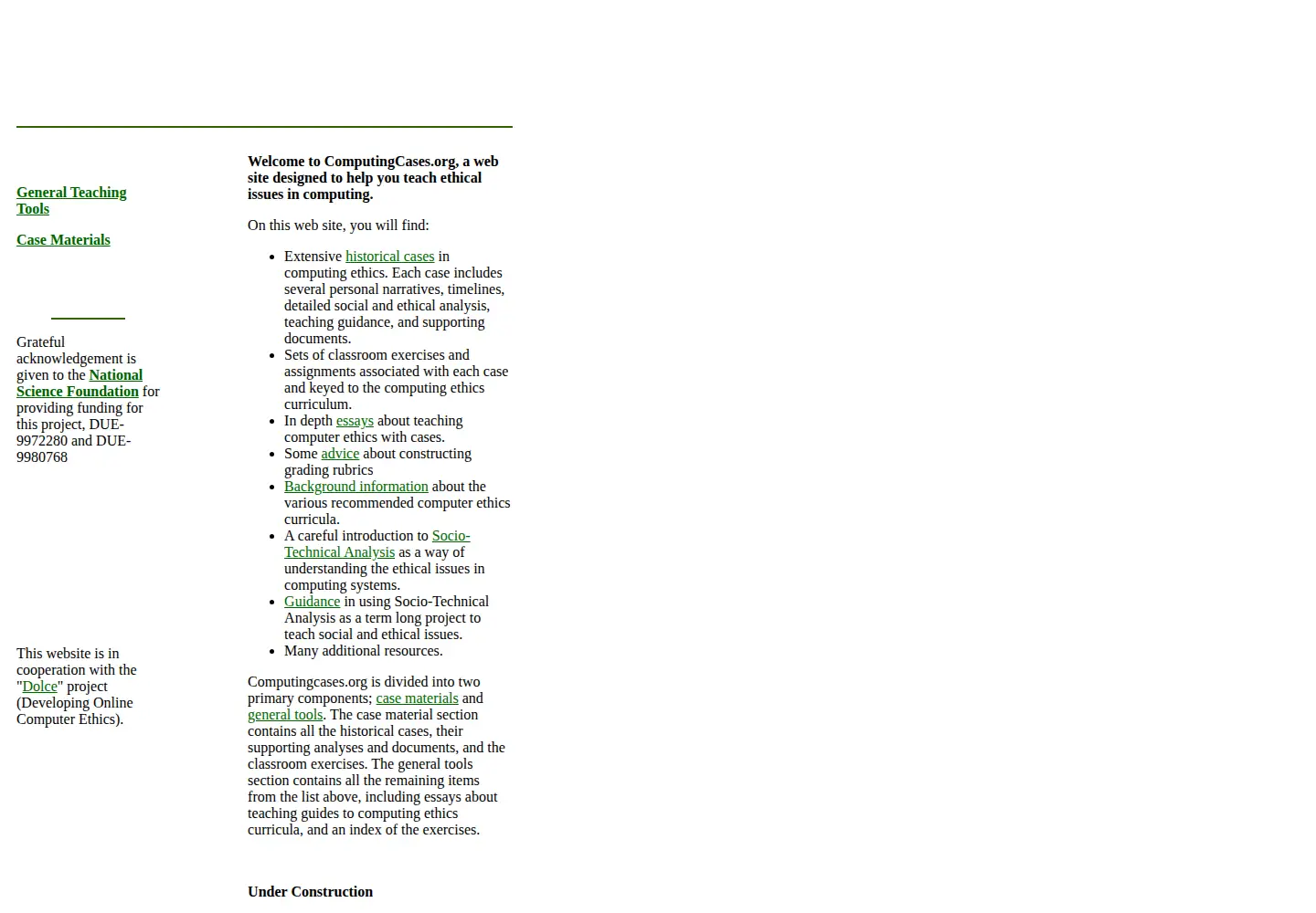 Captured homepage of computingcases.org in the current scan