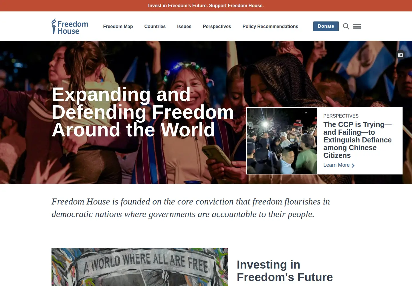Screenshot of freedomhouse.org