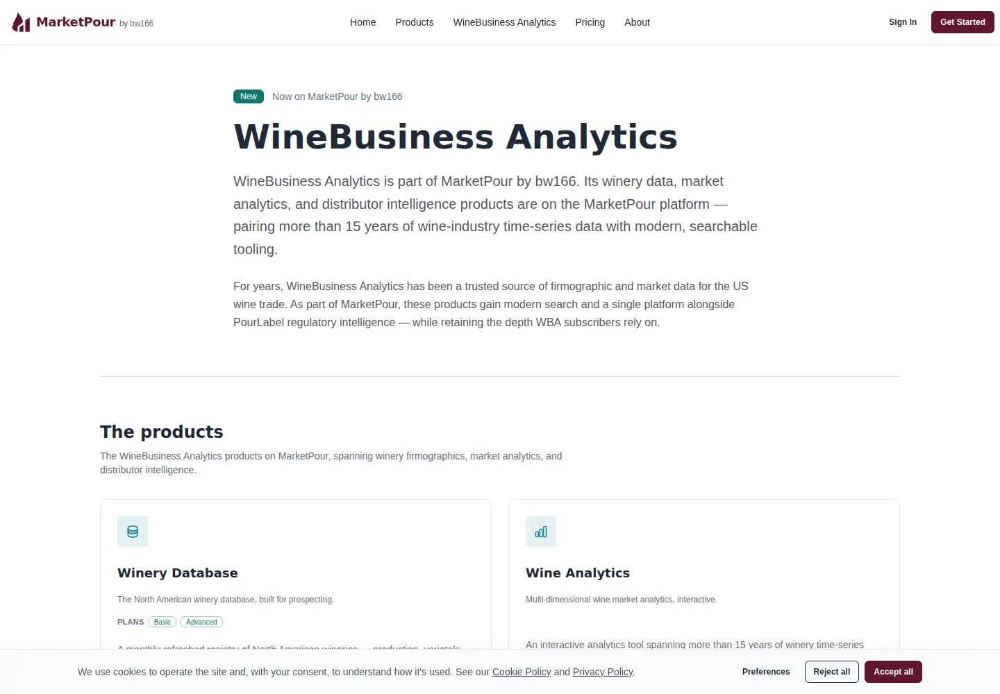 Screenshot of winesvinesanalytics.com