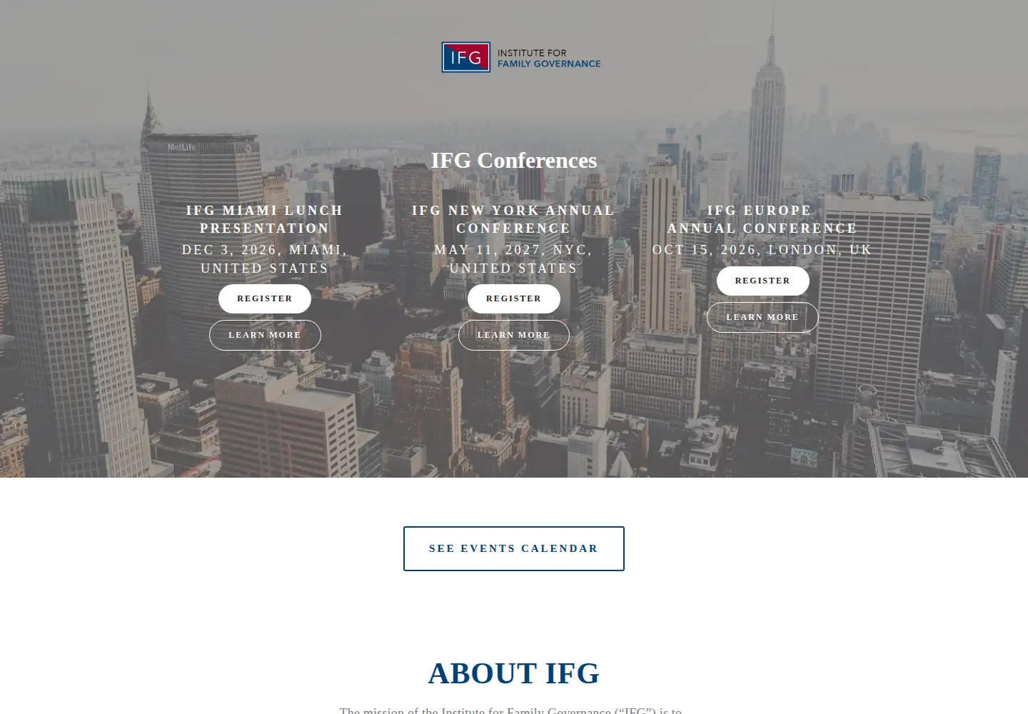 Captured homepage of ifgworldwide.org in the current scan