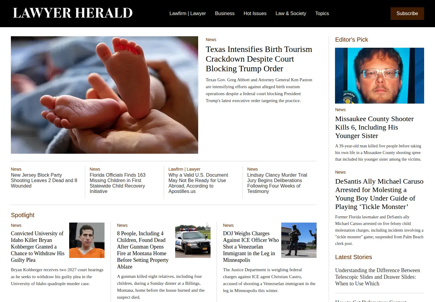 Screenshot of lawyerherald.com