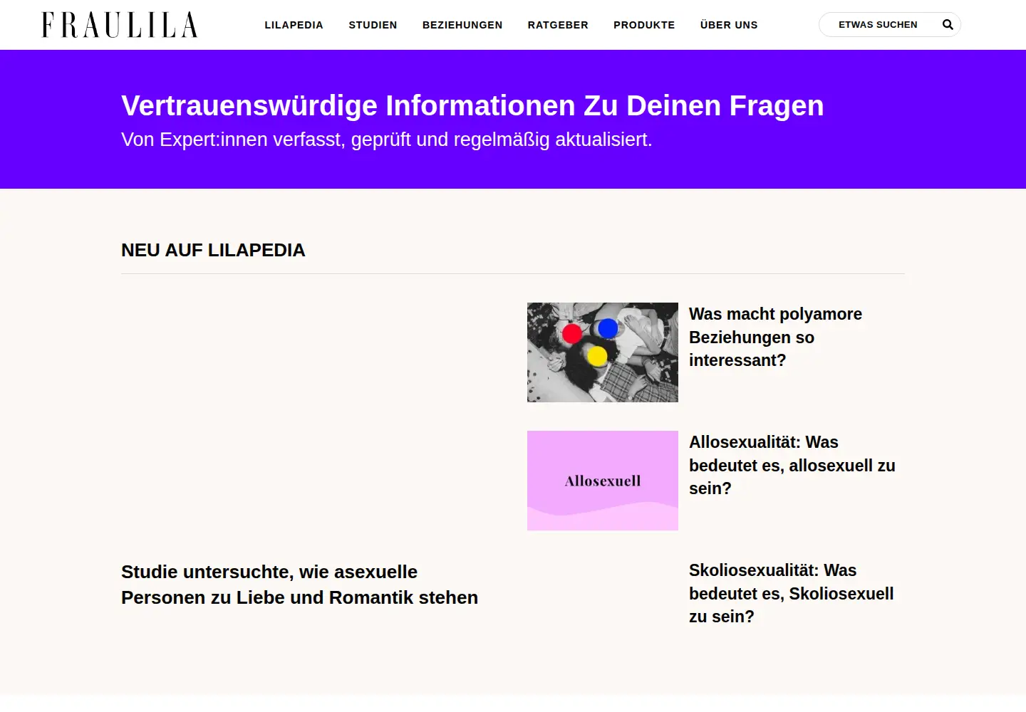 Captured homepage of fraulila.de in the current scan