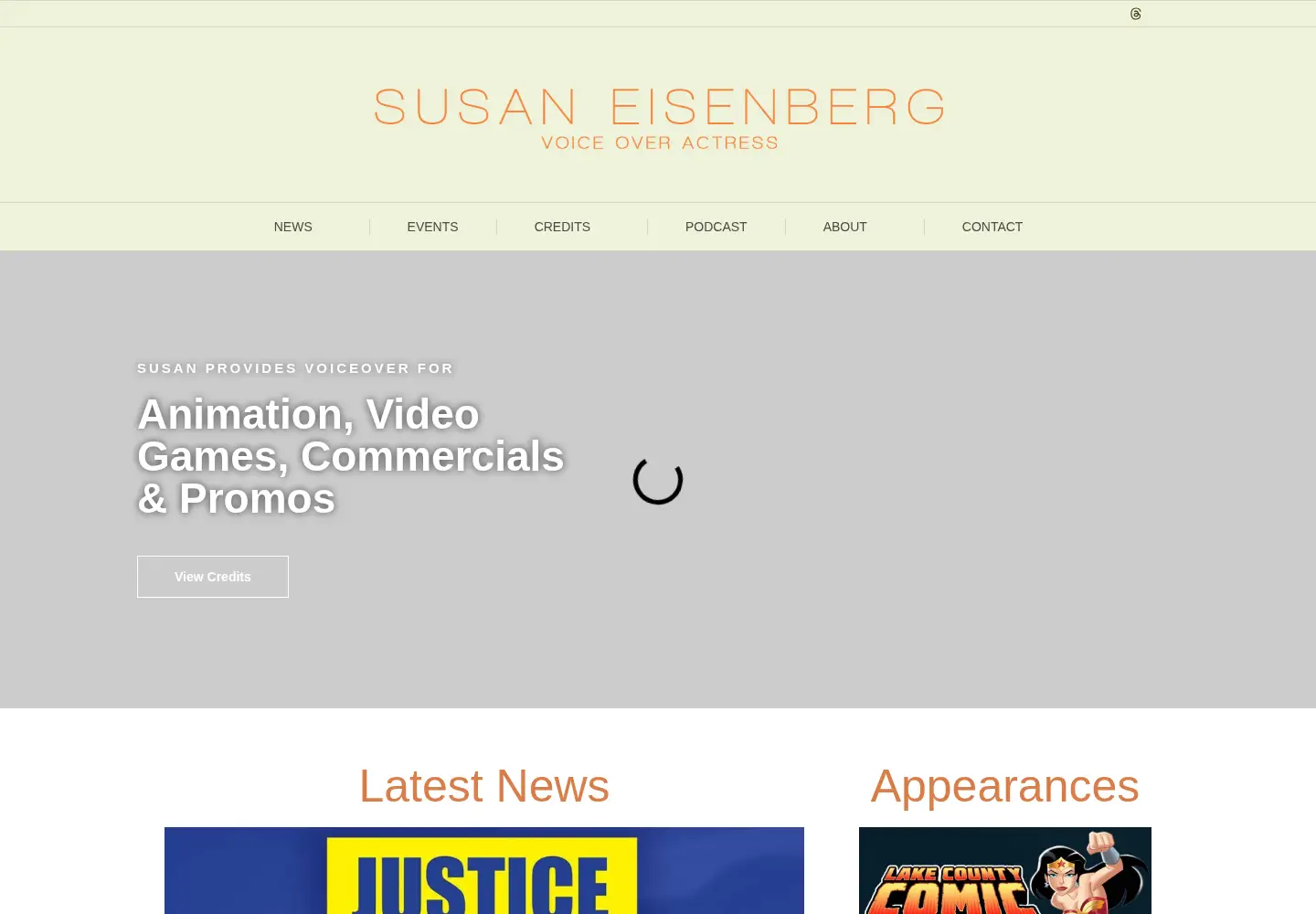 Captured homepage of susaneisenbergvoice.com in the current scan