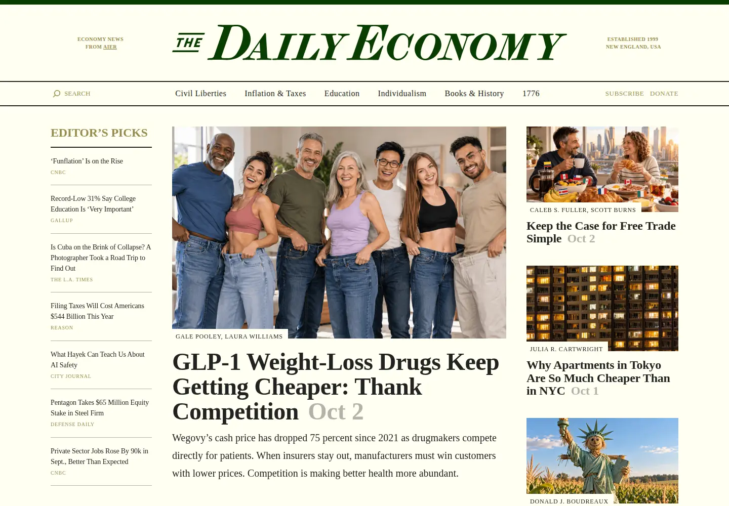 Screenshot of thedailyeconomy.org