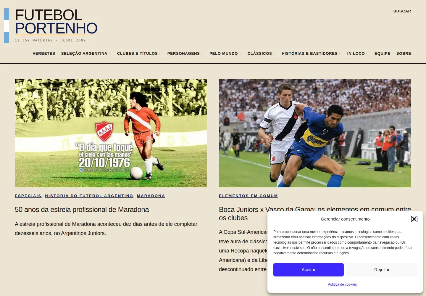 Screenshot of futebolportenho.com.br