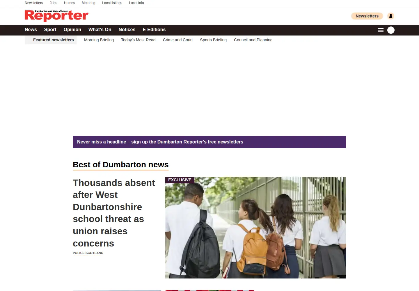 Screenshot of dumbartonreporter.co.uk
