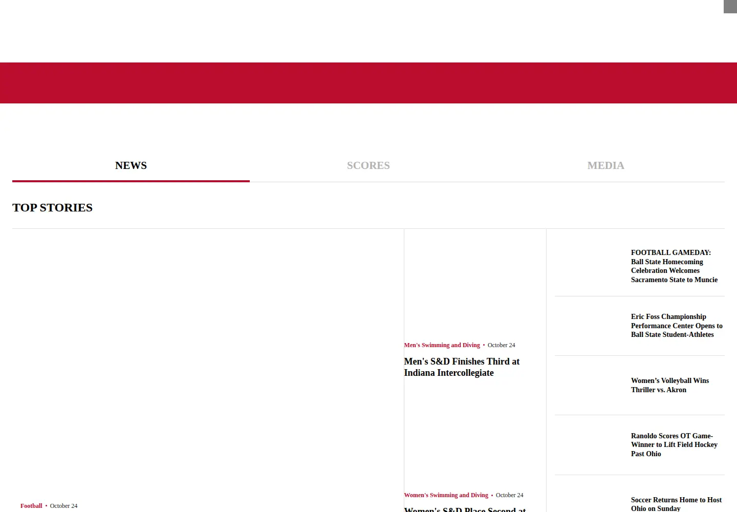 Screenshot of ballstatesports.com