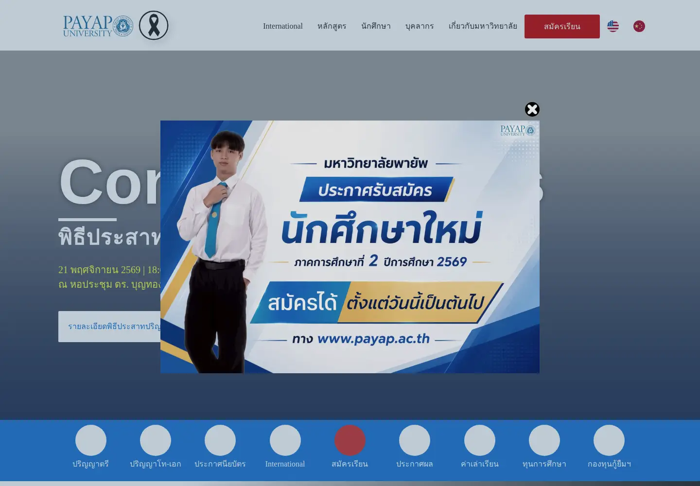 Screenshot of payap.ac.th