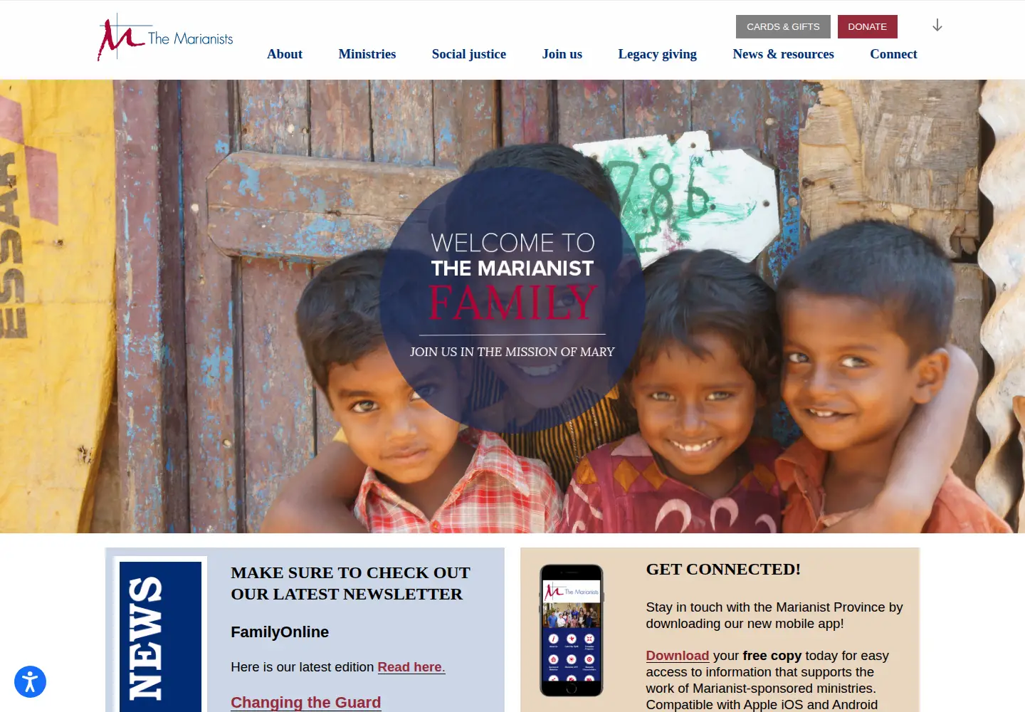 Captured homepage of marianist.com in the current scan