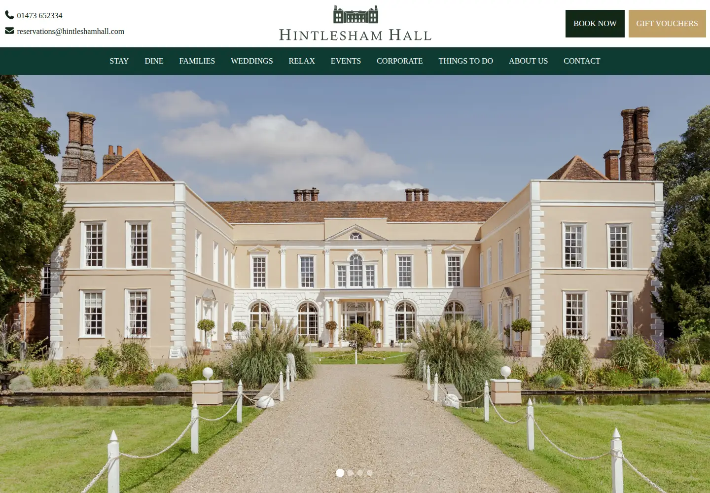 Screenshot of hintleshamhall.co.uk