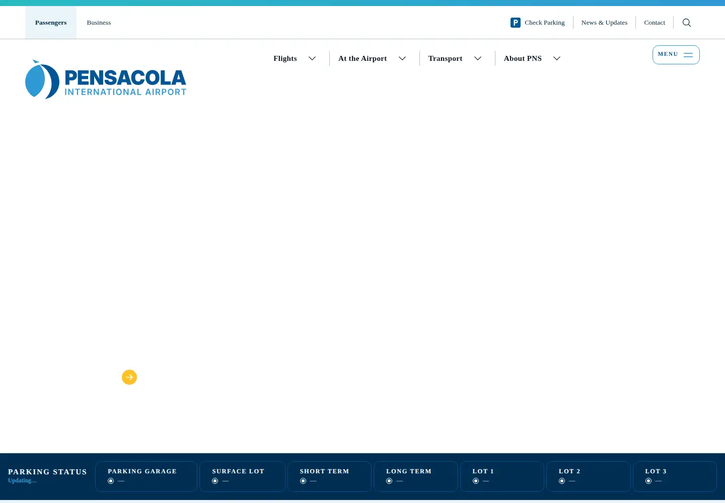 Captured homepage of flypensacola.com in the current scan