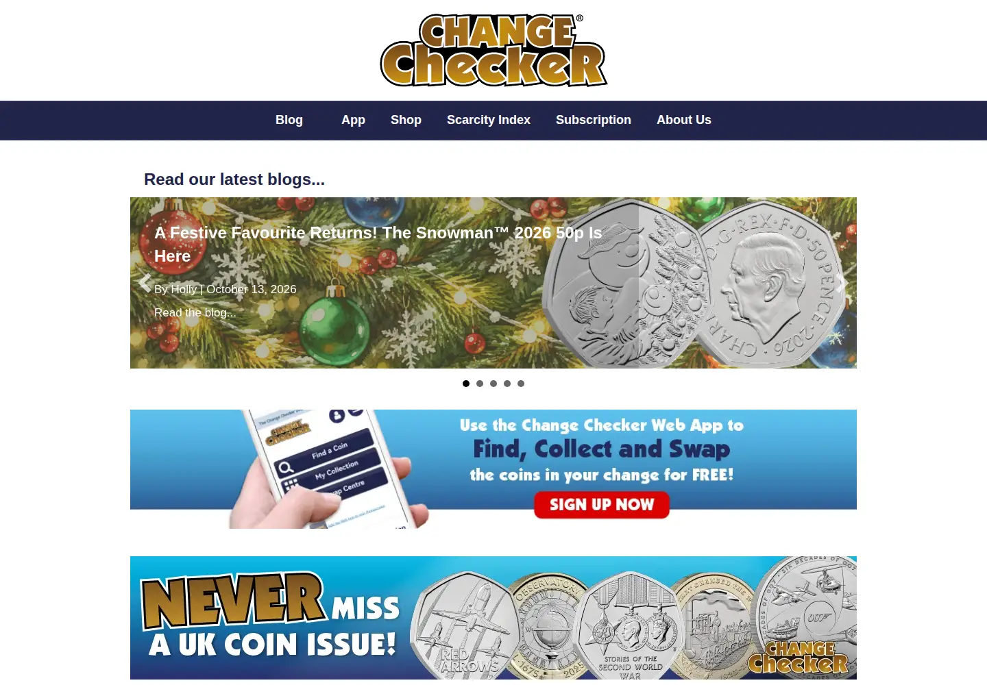 Captured homepage of changechecker.org in the current scan