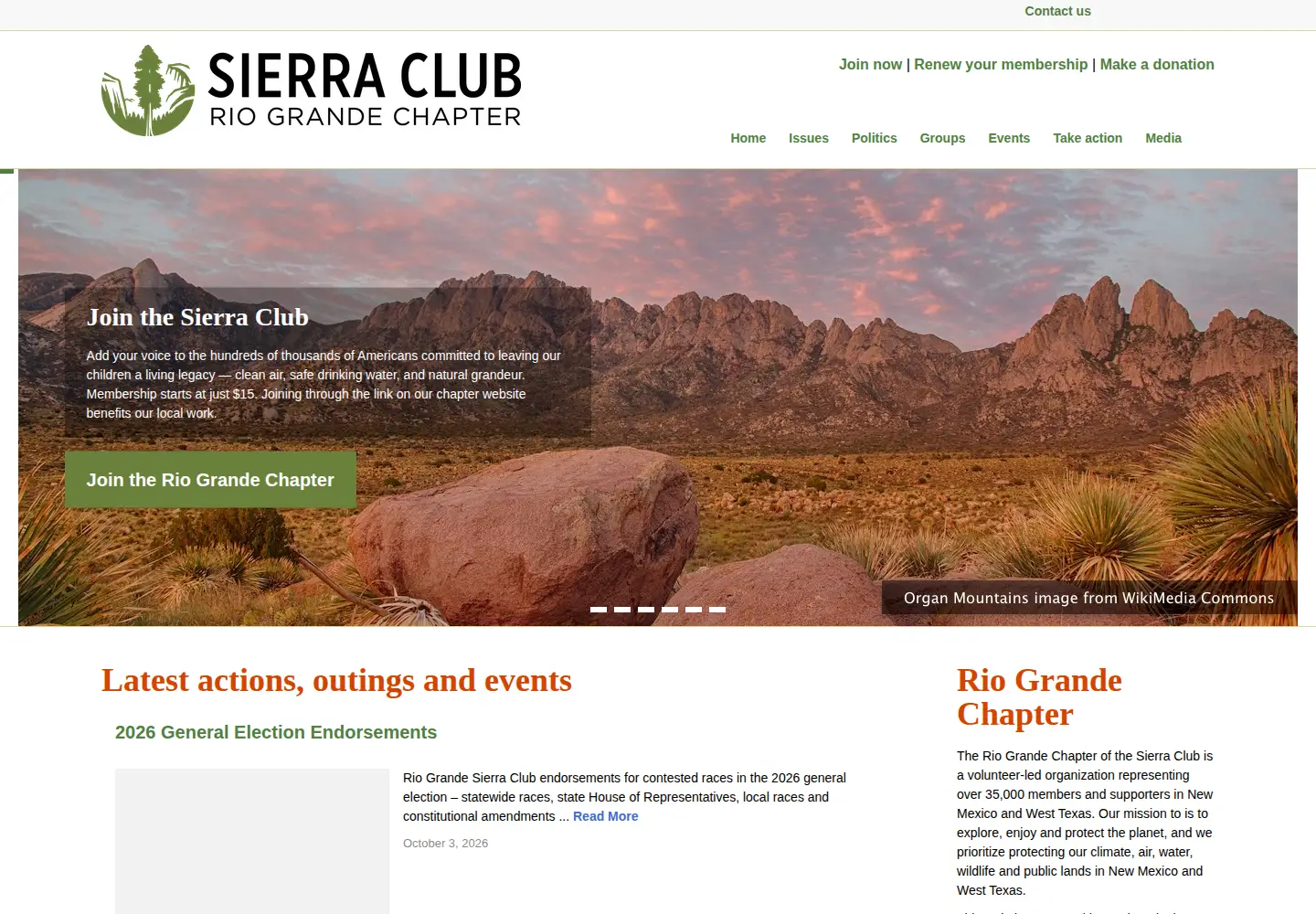 Screenshot of riograndesierraclub.org