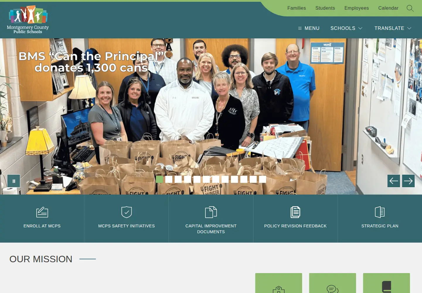 Captured homepage of mcps.org in the current scan