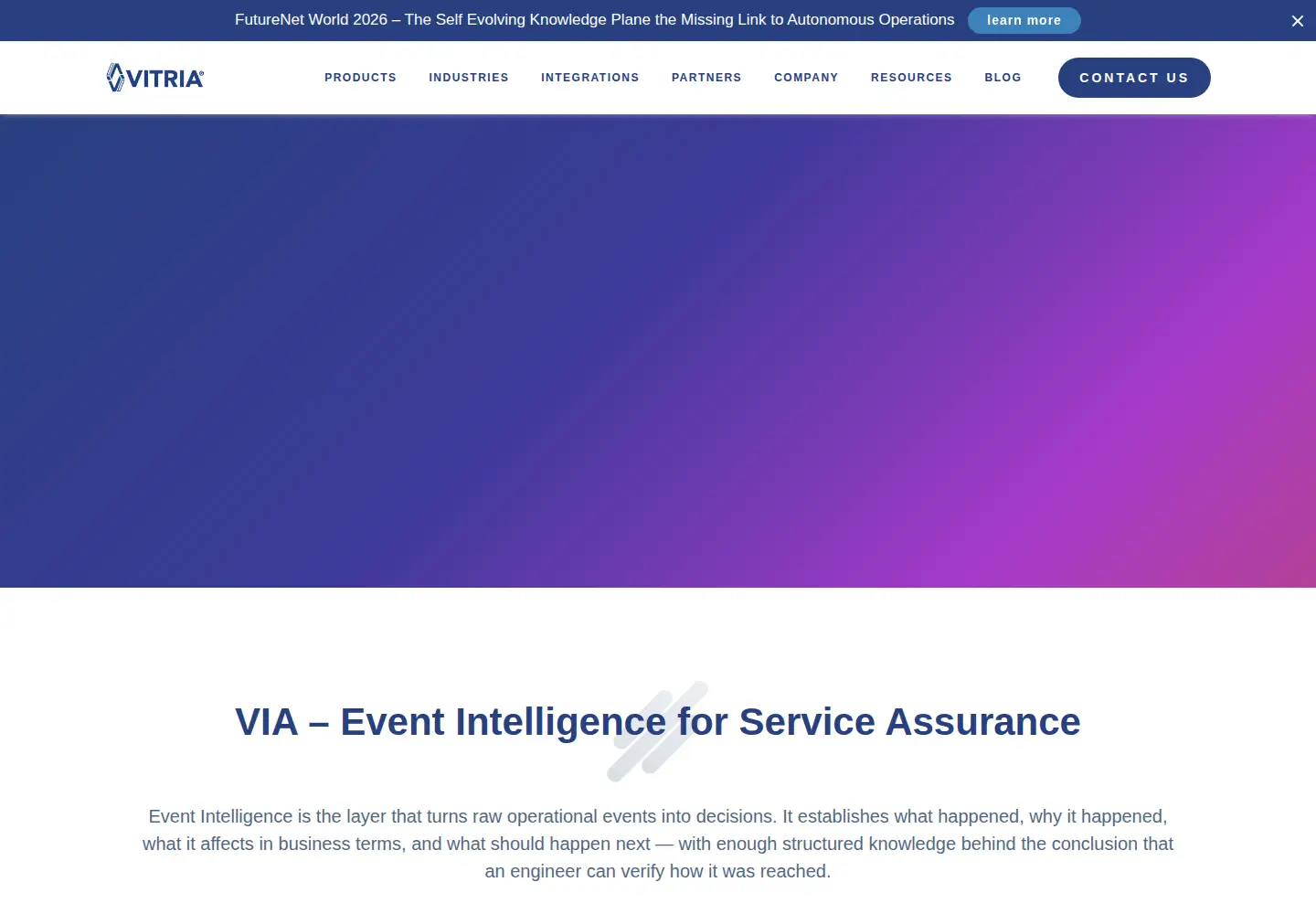 Captured homepage of vitria.com in the current scan
