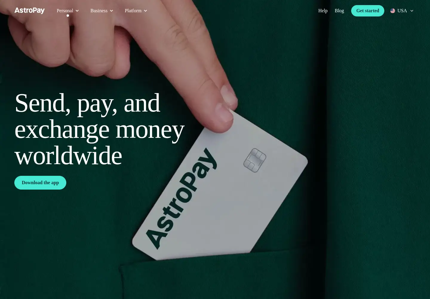 Captured homepage of astropay.com in the current scan