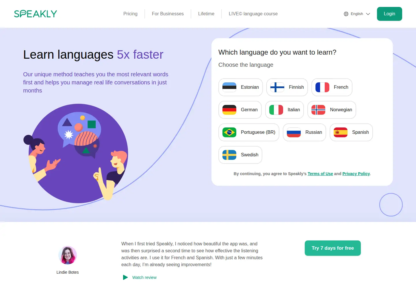 Screenshot of speakly.me