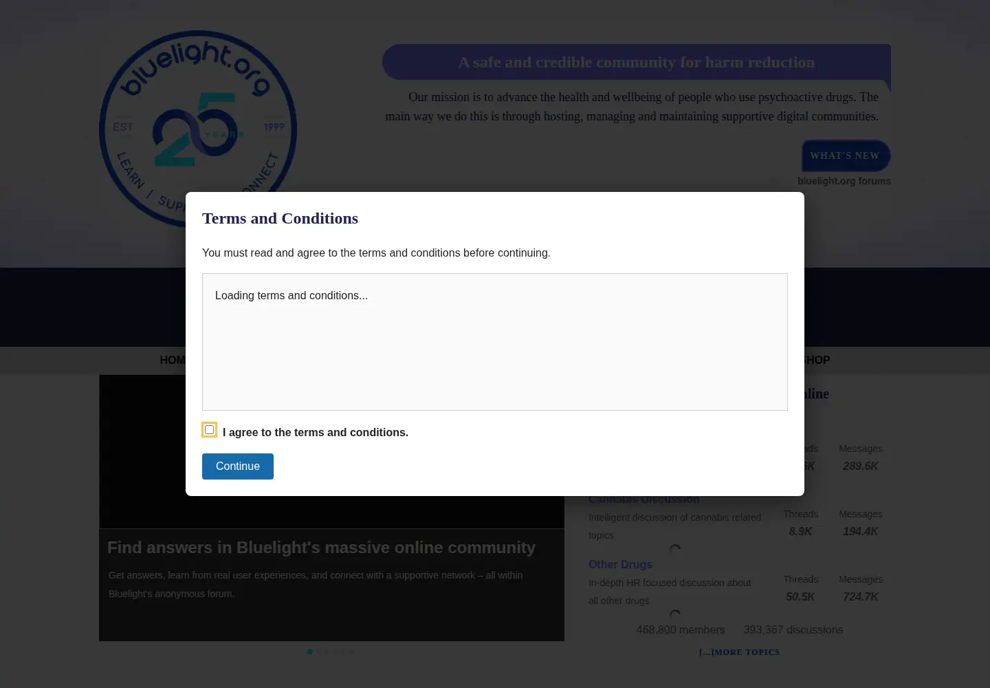 Screenshot of bluelight.org
