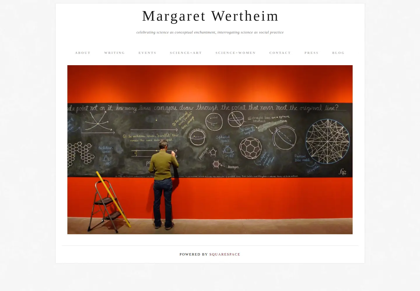 Captured homepage of margaretwertheim.com in the current scan