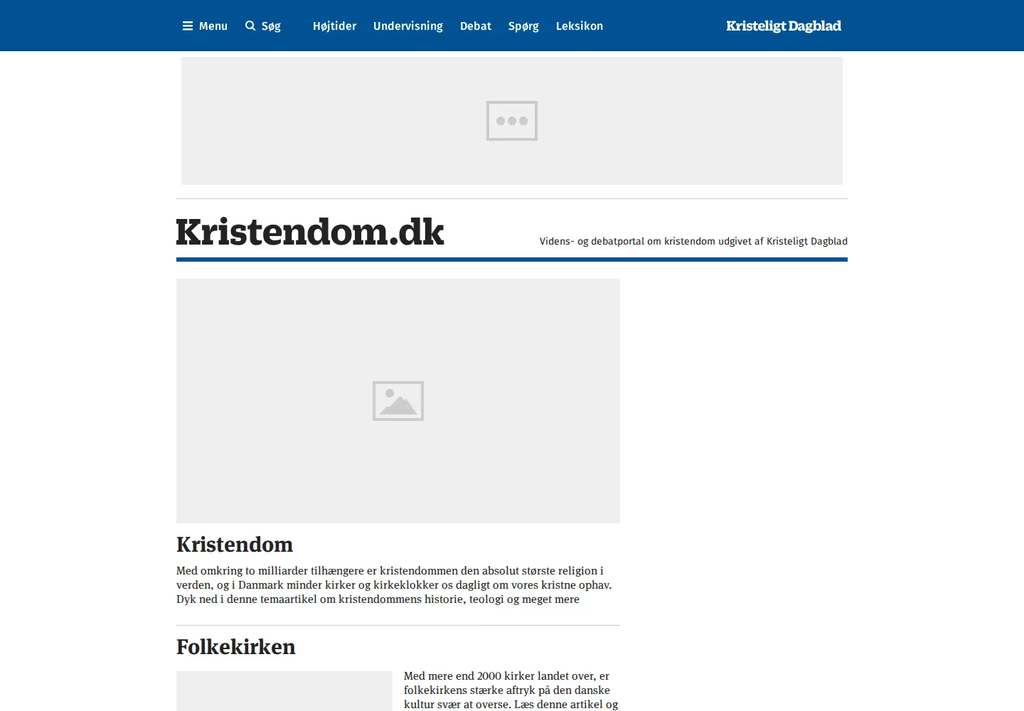 Captured homepage of kristendom.dk in the current scan