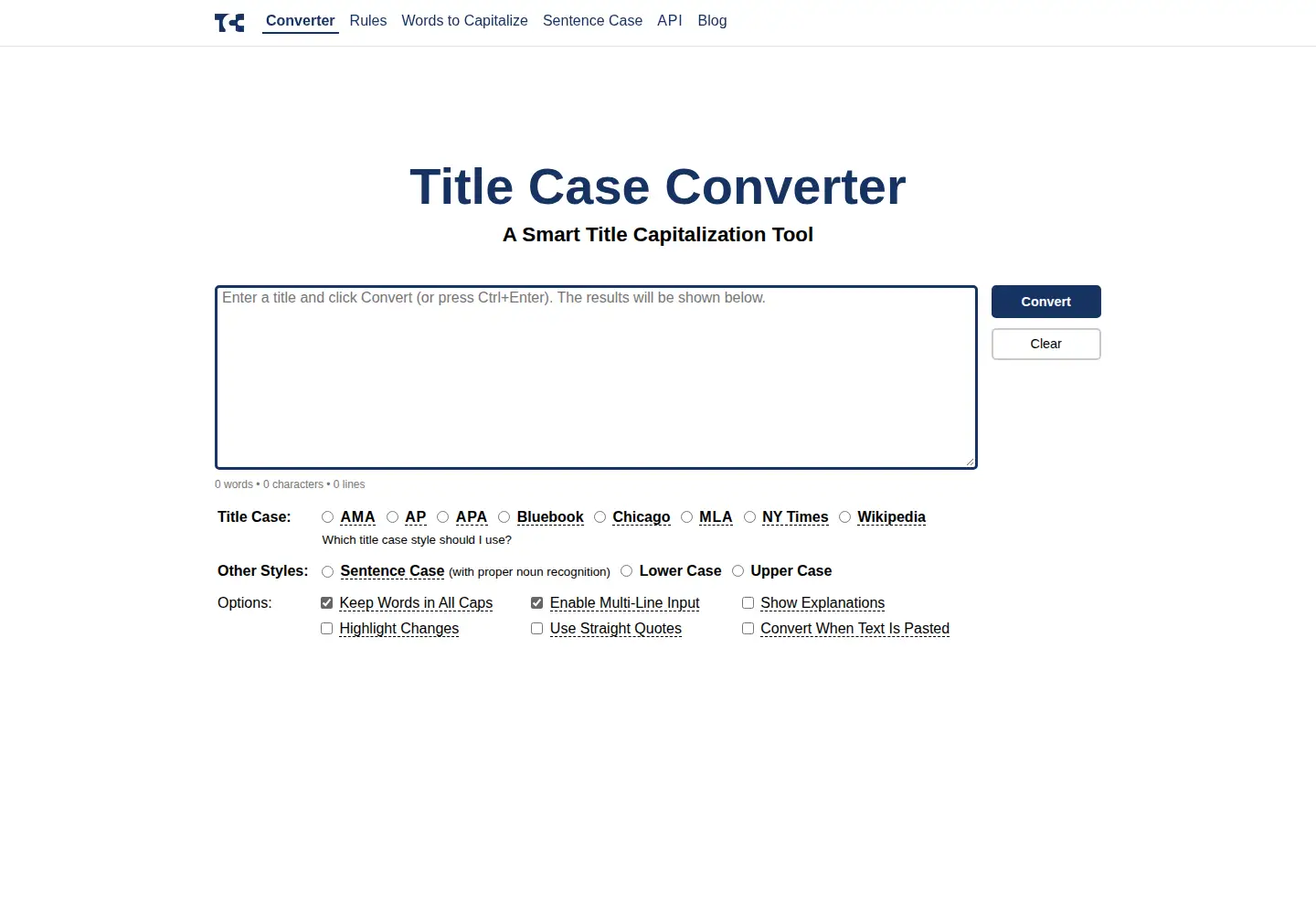Screenshot of titlecaseconverter.com