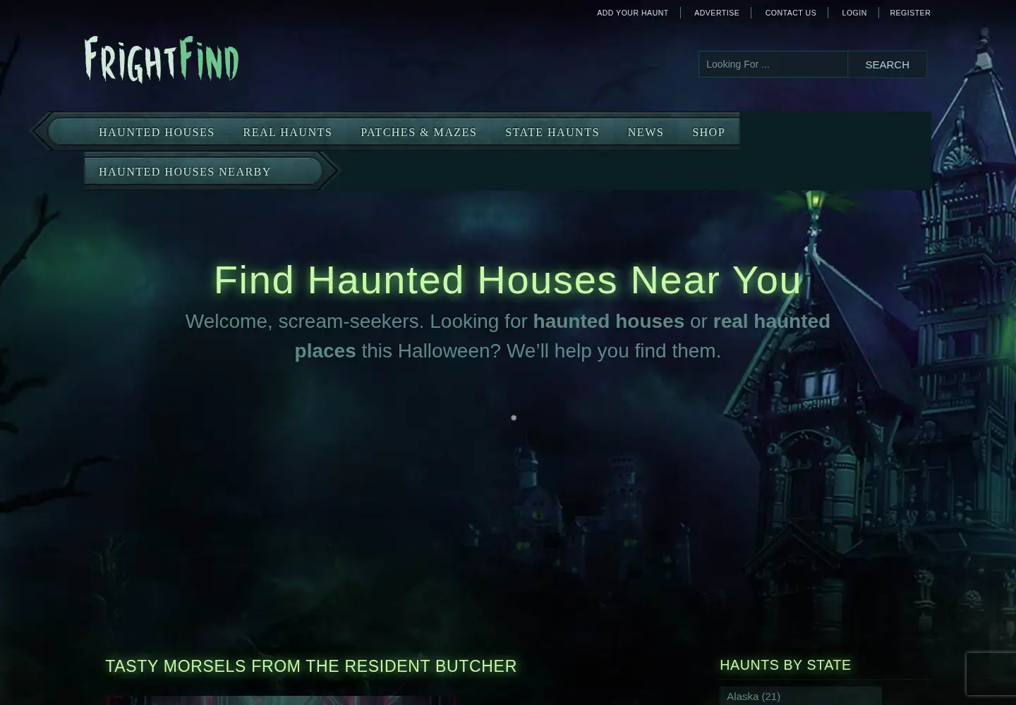 Screenshot of frightfind.com