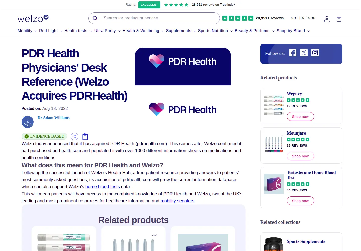 Screenshot of pdrhealth.com