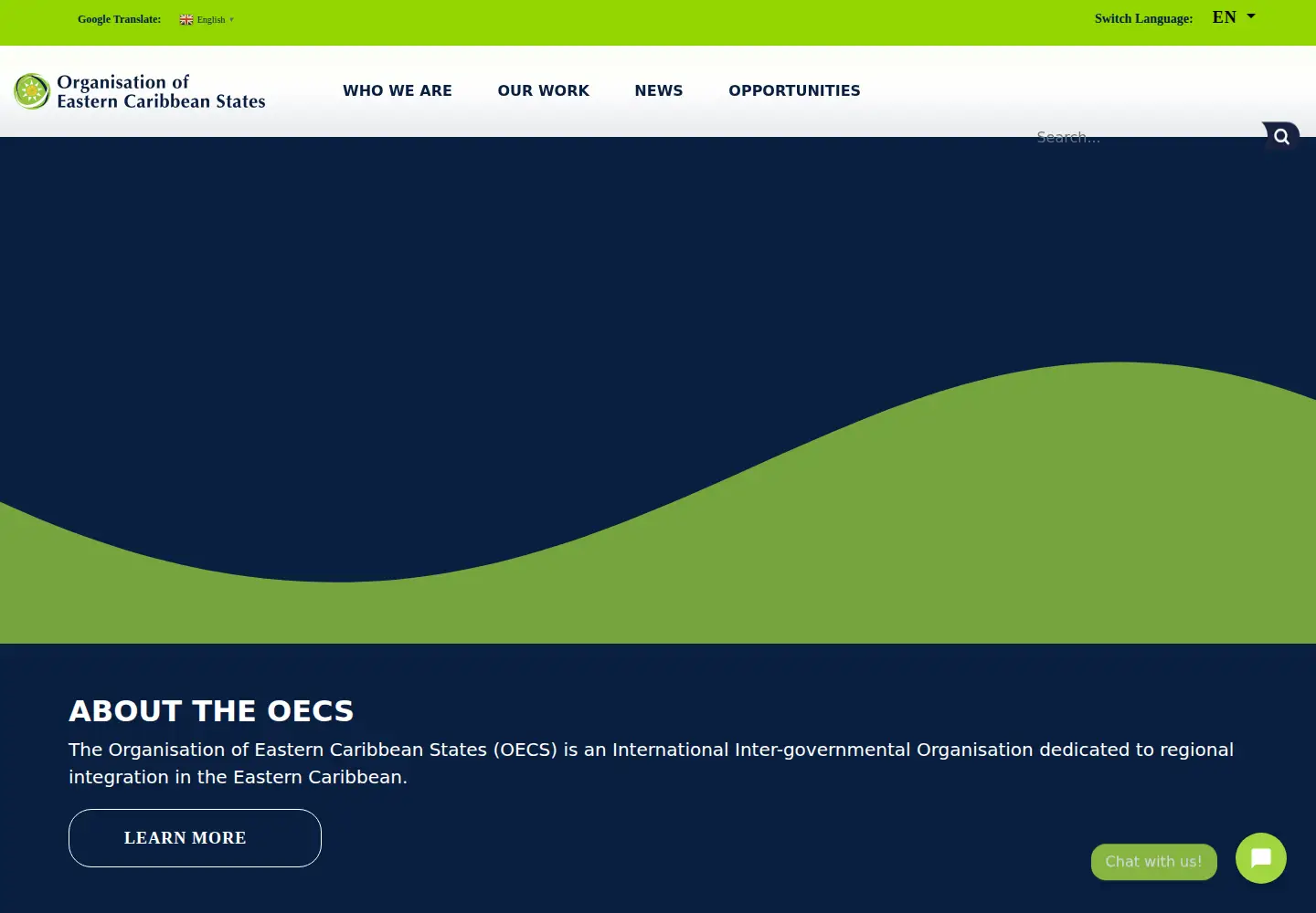 Captured homepage of oecs.int in the current scan