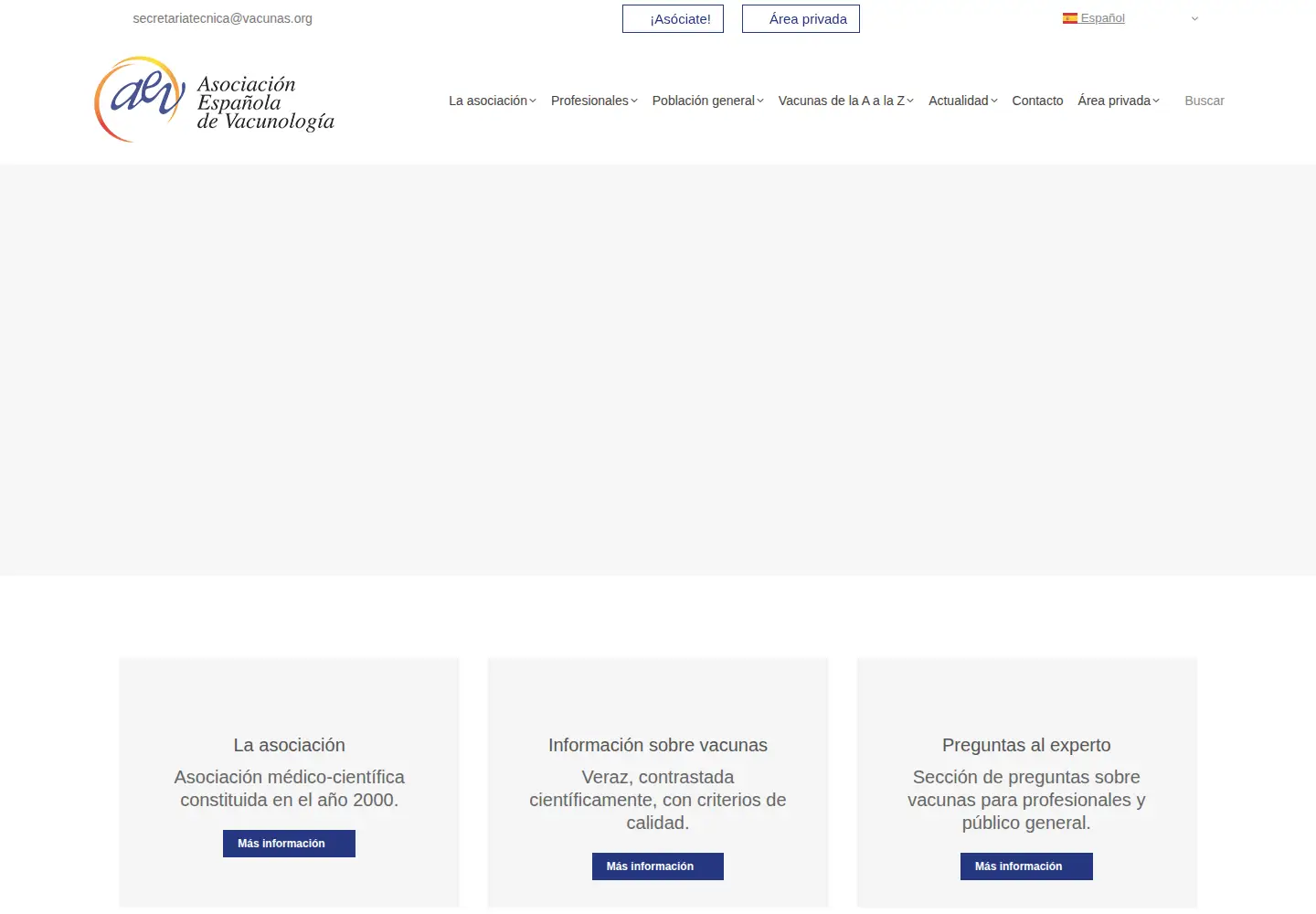 Captured homepage of vacunas.org in the current scan