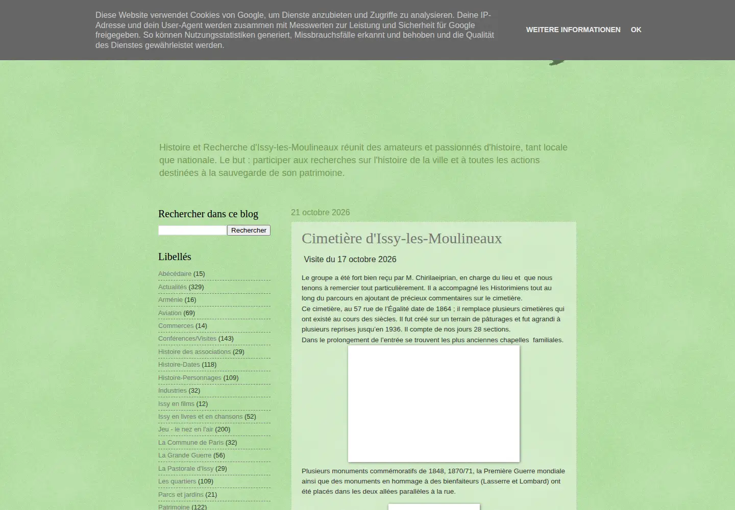 Captured homepage of historim.fr in the current scan