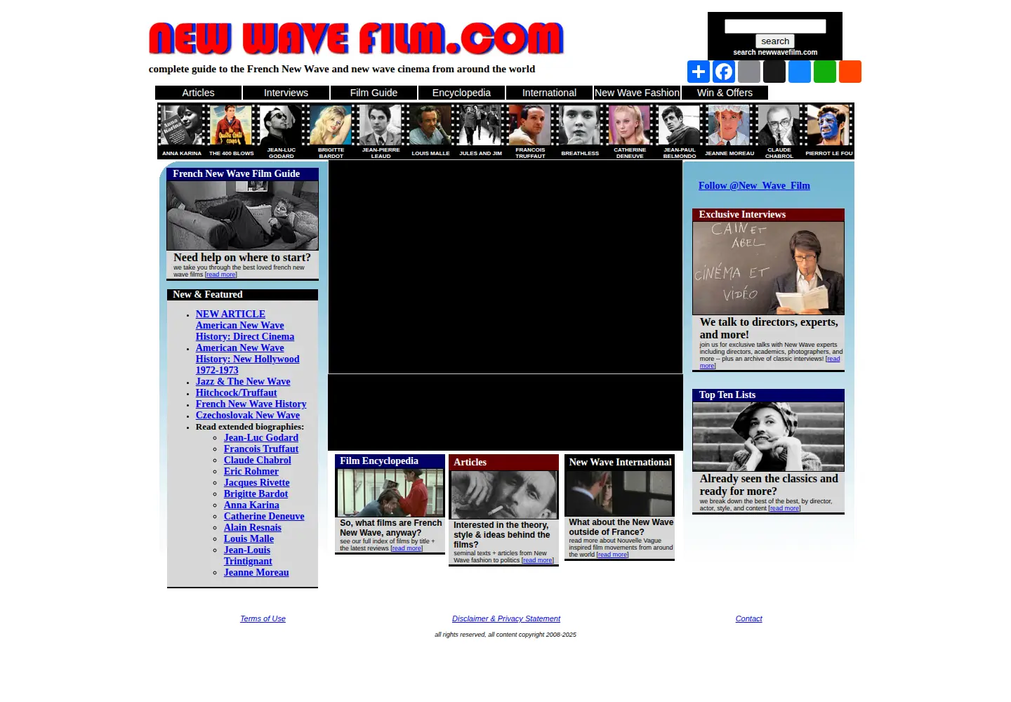 Captured homepage of newwavefilm.com in the current scan