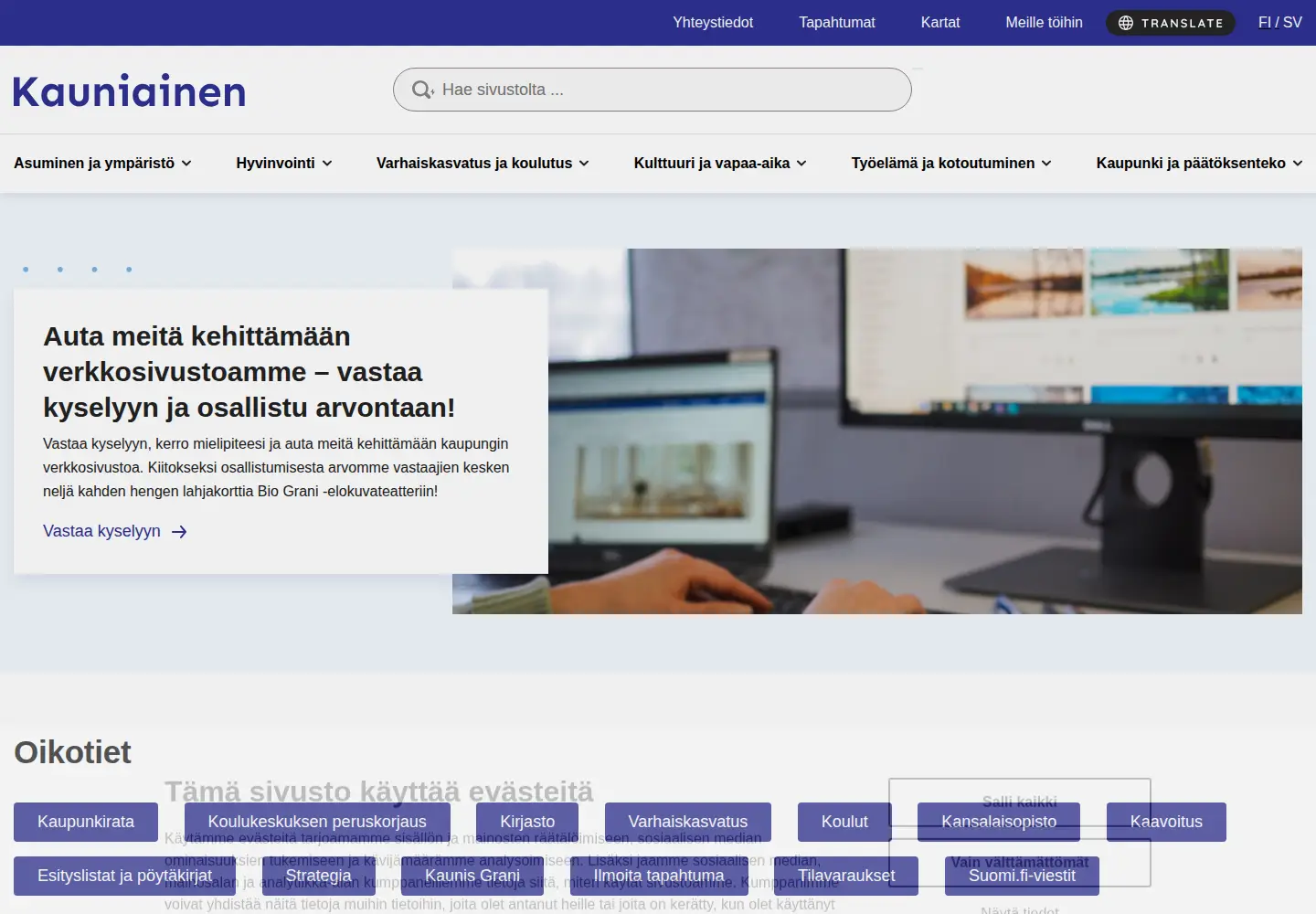 Captured homepage of kauniainen.fi in the current scan