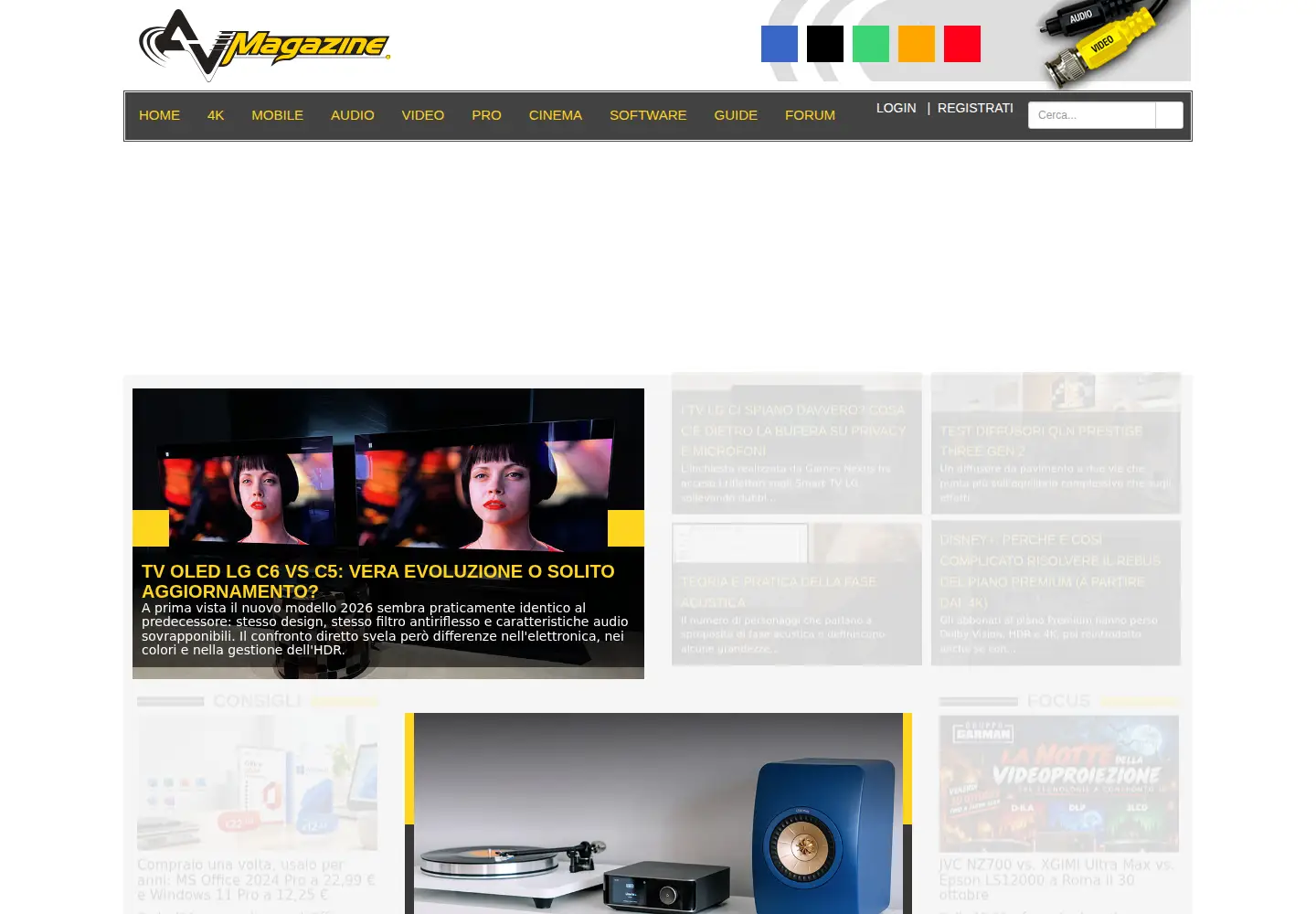 Captured homepage of avmagazine.it in the current scan